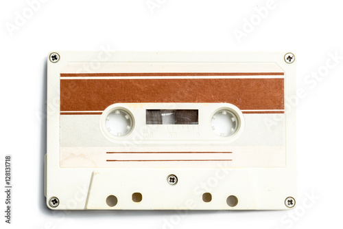 vintage cassette tape isolated white background