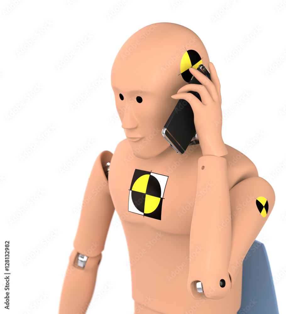 Crash Test Dummy Using Smart Phone. 3D illustration Иллюстрация Stock |  Adobe Stock