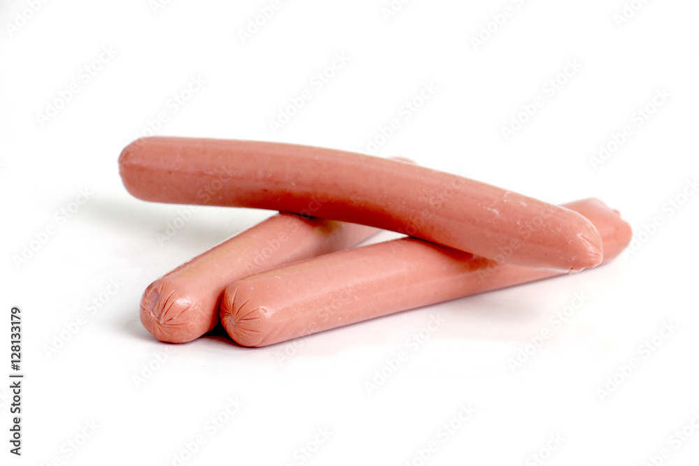 hot dog sausages on white background hot dog sausages on white background