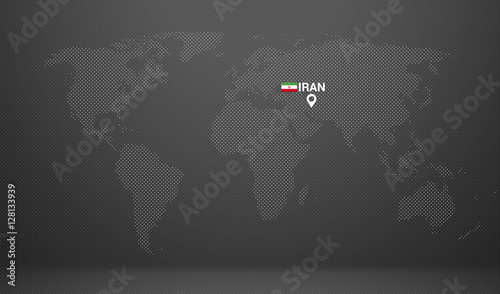 country location with map markers and state table iran flag