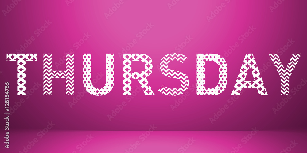 Fototapeta premium Names of day colorful hipster fashion memphis style background thursday