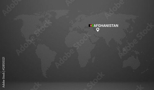 country location with map markers and state table afghanistan flag