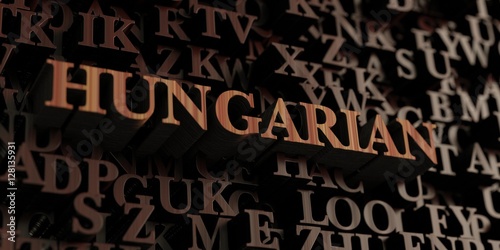 Hungarian - Wooden 3D rendered letters/message. Can be used for an online banner ad or a print postcard.