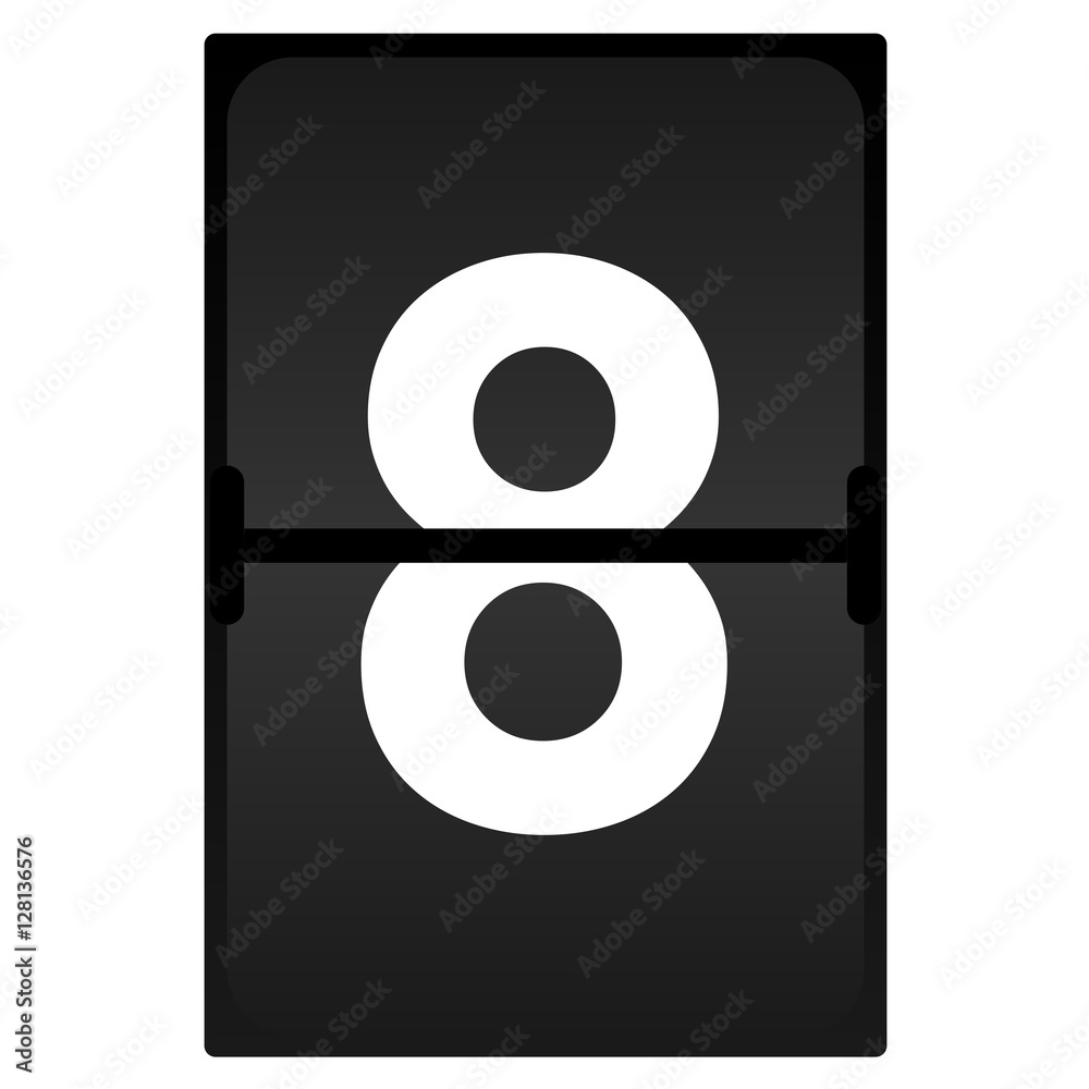 8 number Set of letters on a mechanical timetable 8 number Set of letters on a mechanical timetable