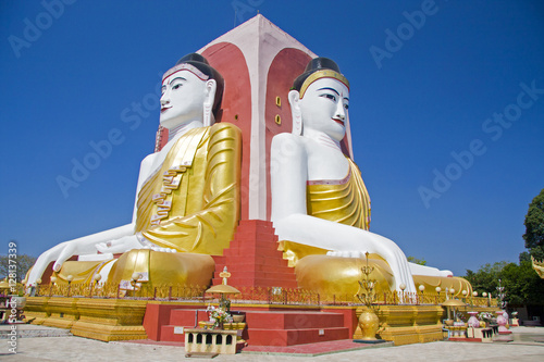 Four Seated Buddha shrine at Kyaikpun Pagoda in Bago, Burma photo