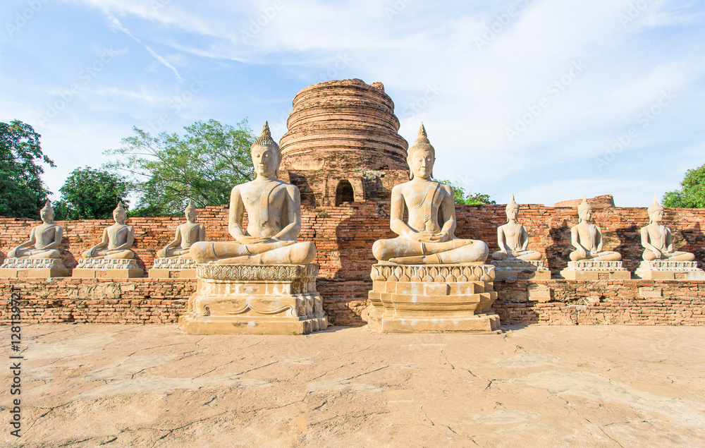 Buddha Statue in Wat Yai Chai Mongkol, Ayutthaya, Thailand