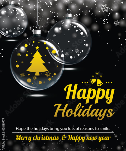 Happy holiday greeting banner and card design template. 