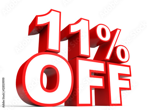 Discount 11 percent off. 3D illustration on white background.