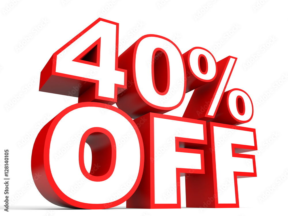 Discount 40 percent off. 3D illustration on white background. Discount 40 percent off. 3D illustration on white background.
