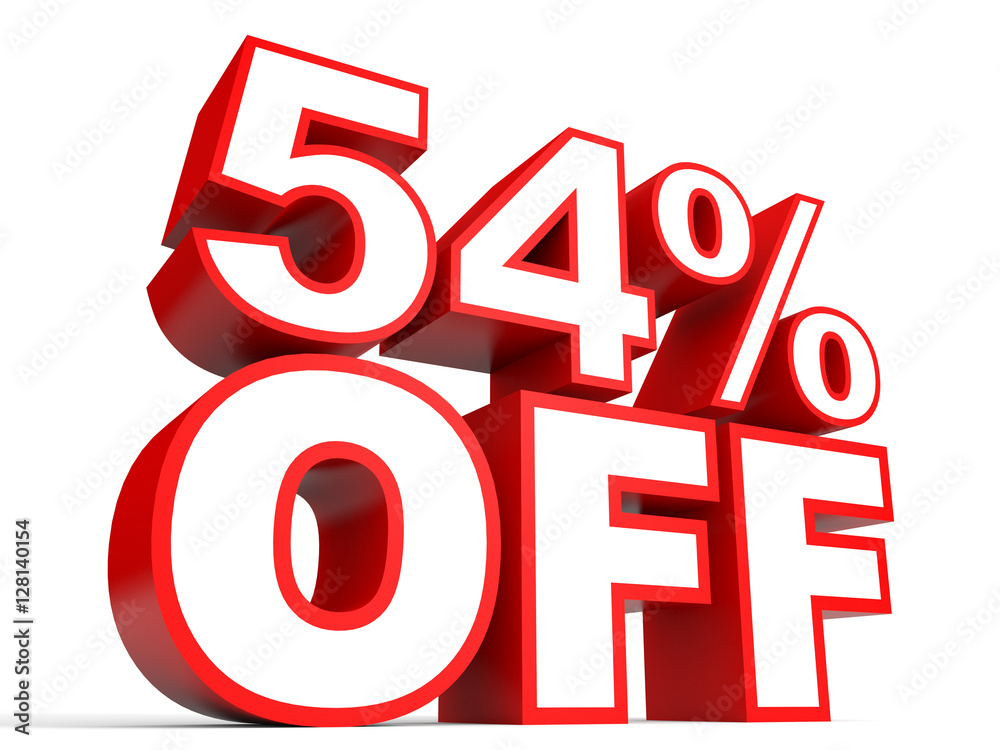 Discount 54 percent off. 3D illustration on white background. Discount 54 percent off. 3D illustration on white background.