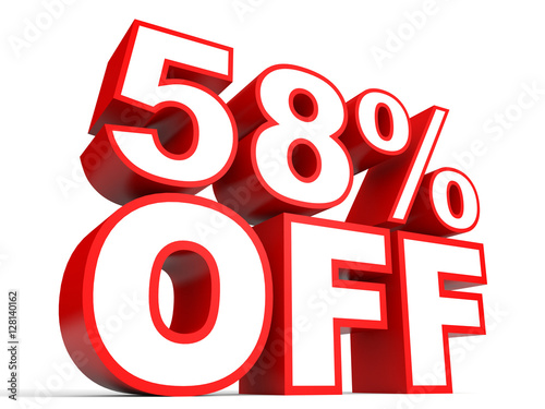 Discount 58 percent off. 3D illustration on white background.