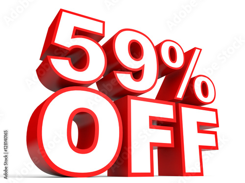 Discount 59 percent off. 3D illustration on white background.