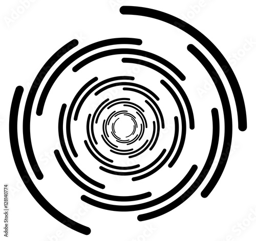 Circular element with random radiating lines. Radial circles spi