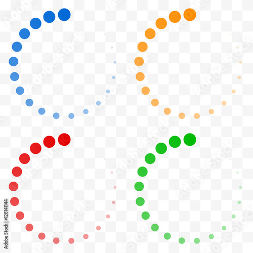 Preloader, buffer shapes symbols. Fading transparent circles
