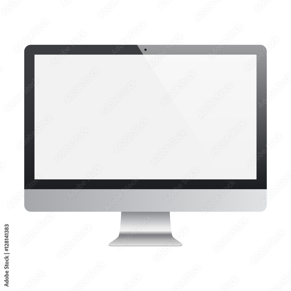 monitor frosted black color with blank screen isolated on white background. stock vector illustration eps10