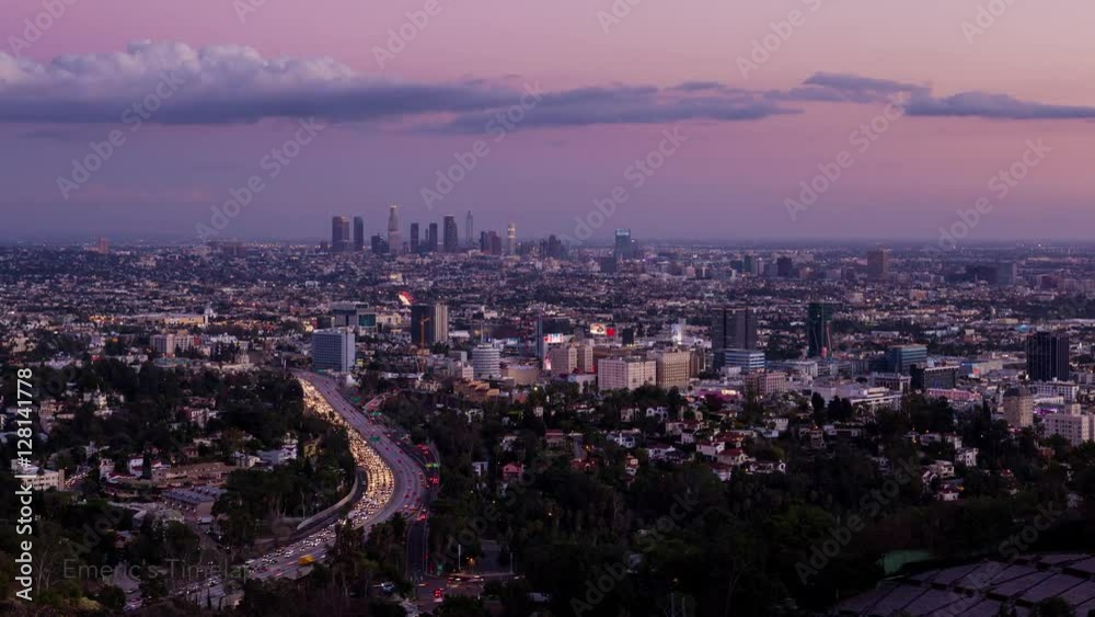 Los Angeles and Hollywood Day To Night Sunset Timelapse