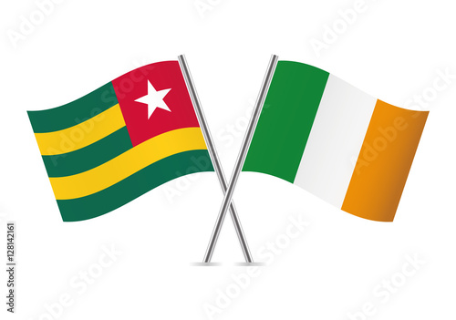 Togo and Ireland flags. Vector illustration.