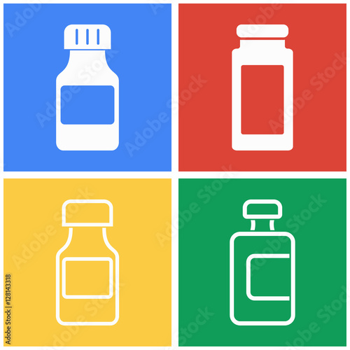 Medicine bottle icon set.