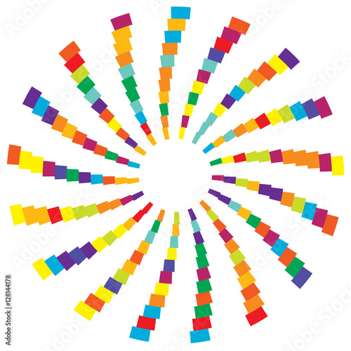 Colorful radial circular element. Multicolor geometric circle of
