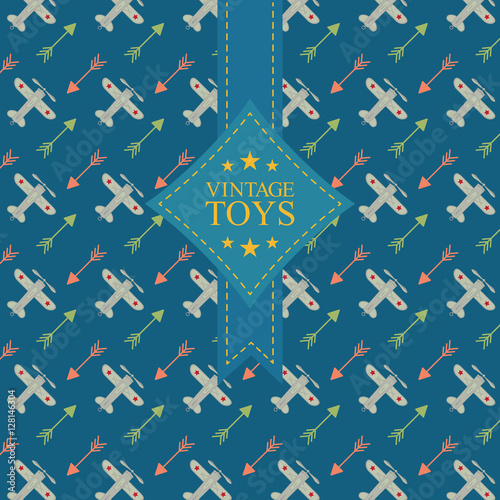 Vector pattern. Vintage toys background. Retro background.