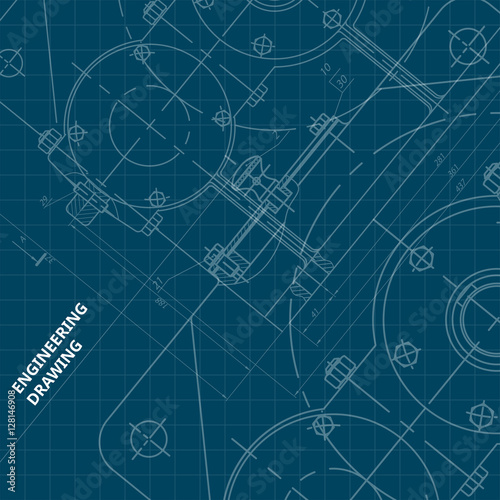 Mechanical Engineering drawing. Engineering Drawing Background. Vector.