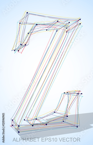 Vector illustration of a Multicolor sketched Z. Hand drawn 3D Z.