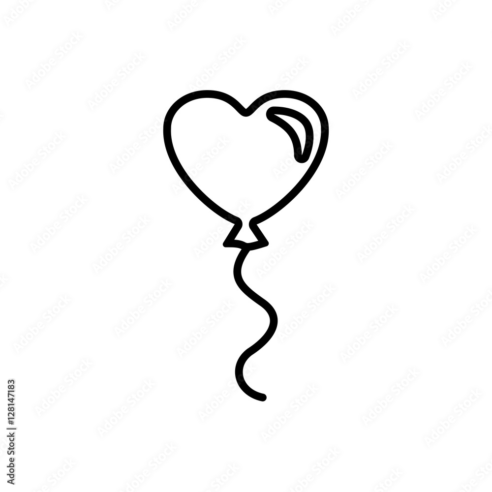 balloon gelium heart love line icon vector black on white balloon gelium heart love line icon vector black on white