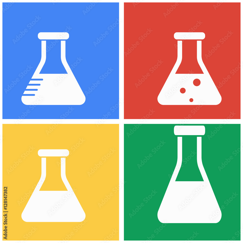 Flask icon set. Flask icon set.