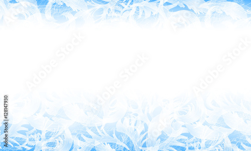 Vector frost glass pattern. Winter blue background.