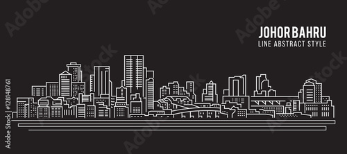 Cityscape Building Line art Vector Illustration design - Johor Bahru city