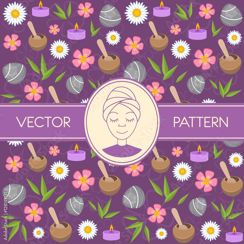 Spa seamless vector pattern. Beauty background.