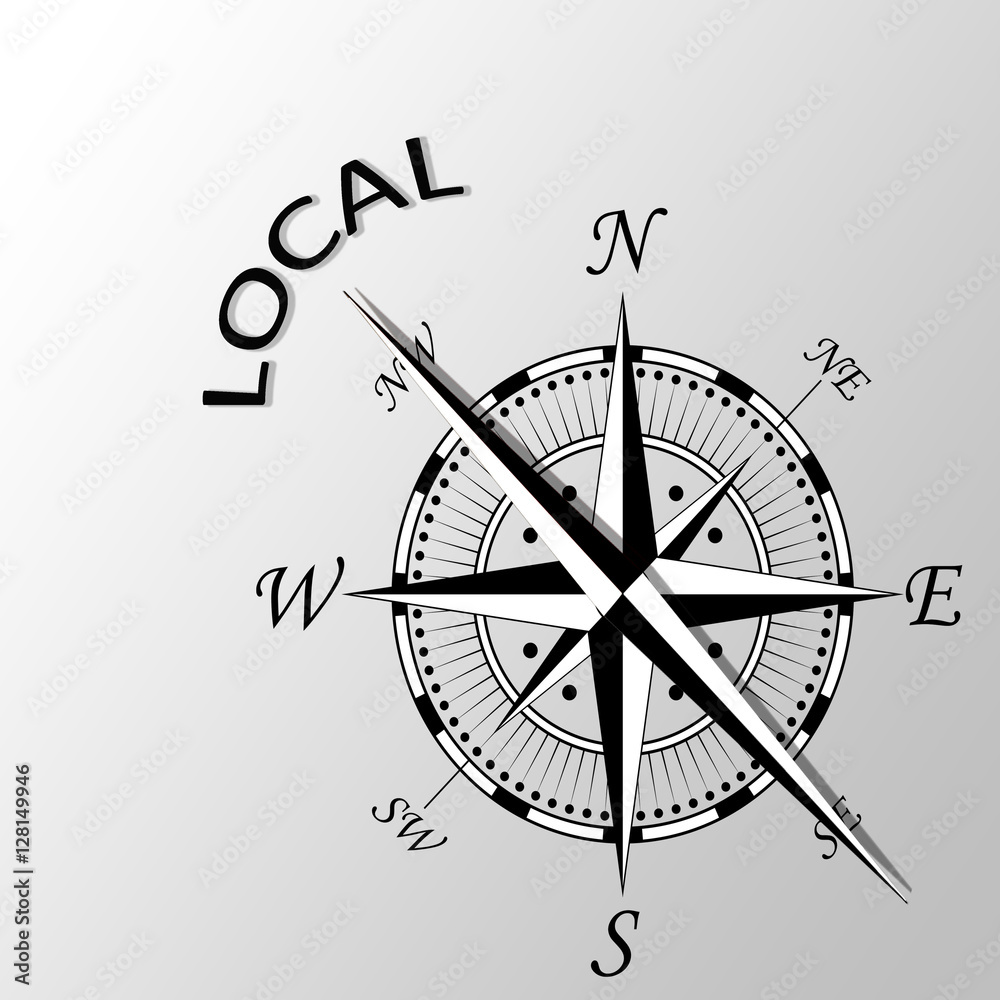 Illustration of local written aside compass