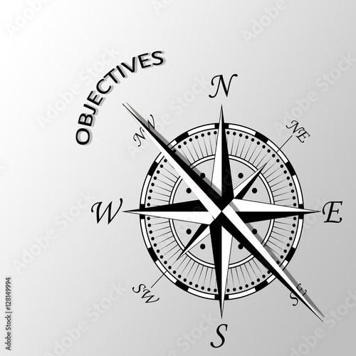 Illustration of Objectives written aside compass