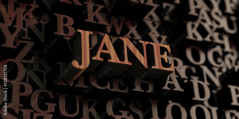 Jane - Wooden 3D rendered letters/message.  Can be used for an online banner ad or a print postcard.