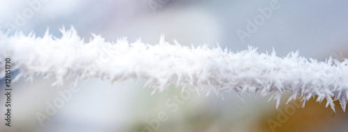 Frost on rope.Frost on rope. Cold summer day, macro shot.rope, w