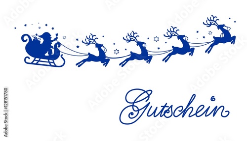 Gutschein zu Weihnachten - mit Weihnachtsmann und Schlitten