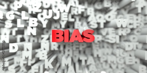 BIAS -  Red text on typography background - 3D rendered royalty free stock image. This image can be used for an online website banner ad or a print postcard. photo