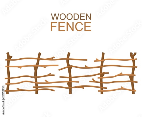 Rural wooden farm branches fence rustic wood construction