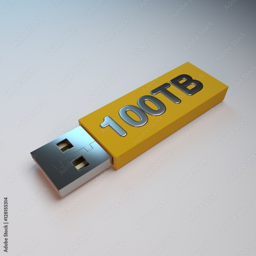 3D rendering illustration usb memory stick 100 tb Stock Illustration |  Adobe Stock