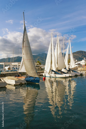 Prepare to set sail. Port in Tivat city, Montenegro