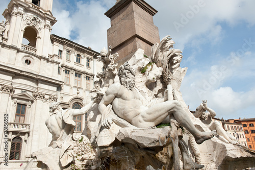 Fontana dei Quattro Fiumi (Fountain of the Four Rivers), Piazza Navona, Rome, Italy