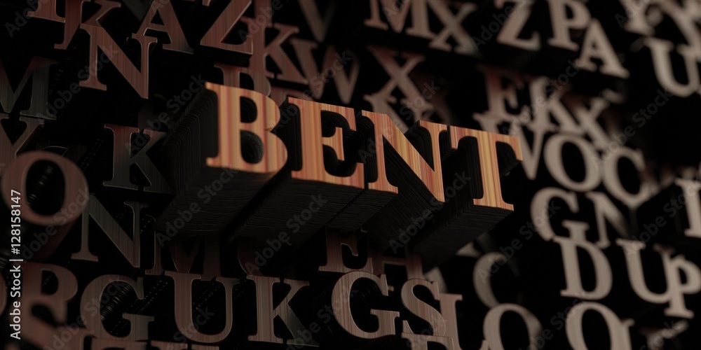 Bent - Wooden 3D rendered letters/message.  Can be used for an online banner ad or a print postcard.