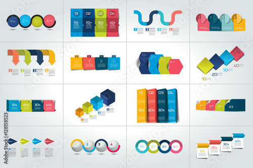 Mega set of 4 steps infographic templates, diagrams, graph, presentations, chart. Business four concept.
