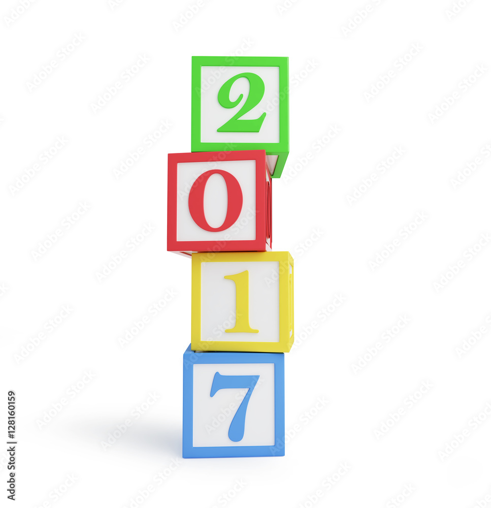 alphabet box 2017 new year's. 3d Illustrations on a white background alphabet box 2017 new year's. 3d Illustrations on a white background