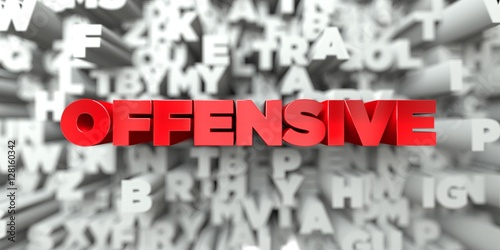 Konstfotografi OFFENSIVE -  Red text on typography background - 3D rendered royalty free stock image