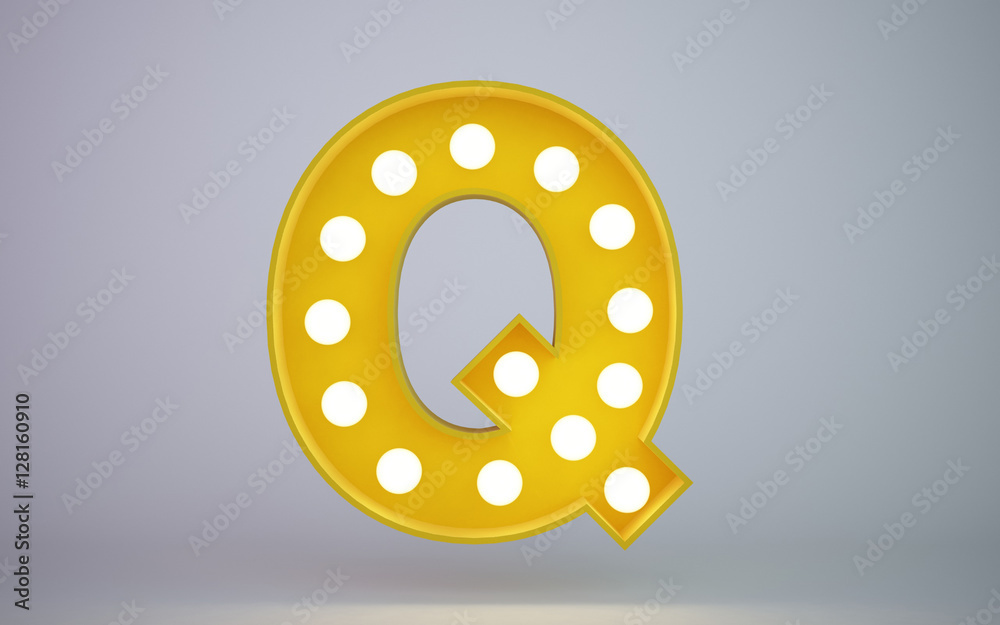 Obraz premium 3d rendering yellow illustration bulb type face q