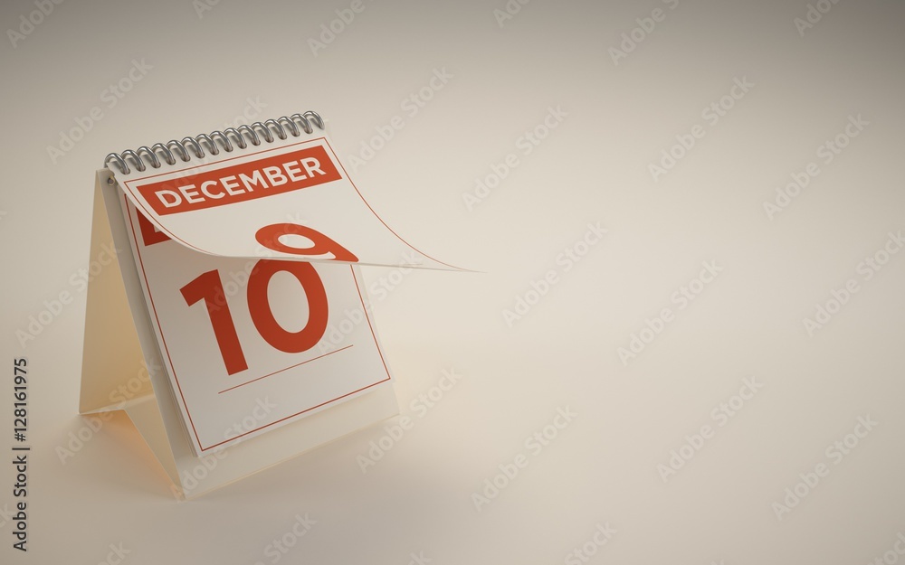 3d Rendering calendar illustration day december 10 3d Rendering calendar illustration day december 10