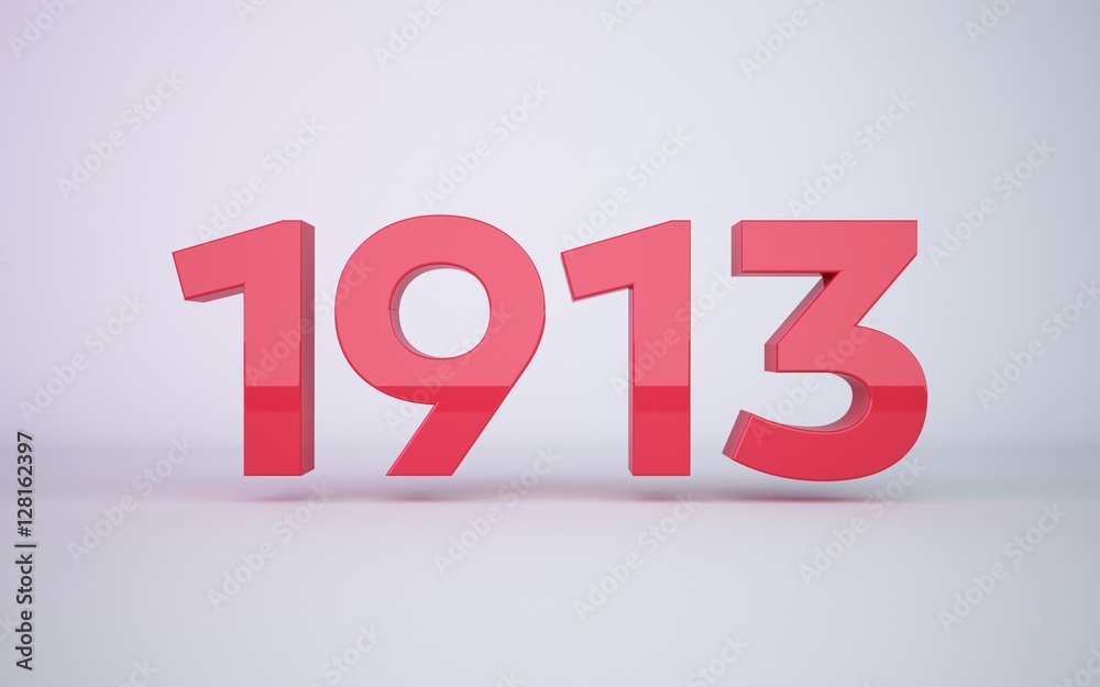3d rendering year 1913 on clean white background 3d rendering year 1913 on clean white background