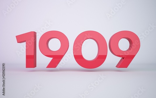 3d rendering year 1909  on clean white background photo