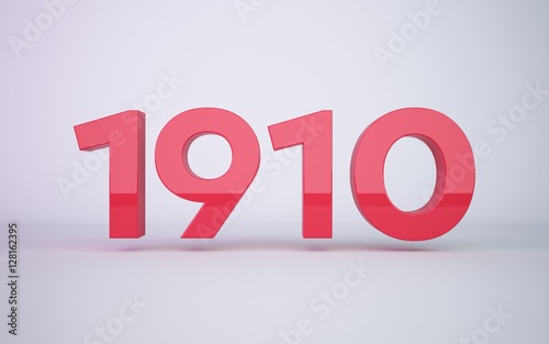 3d rendering year 1910 on clean white background
